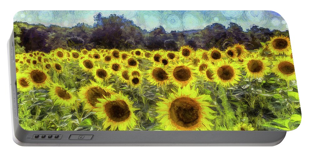 Van Gogh Portable Battery Charger featuring the photograph Van Gogh Sunflowers #3 by David Pyatt