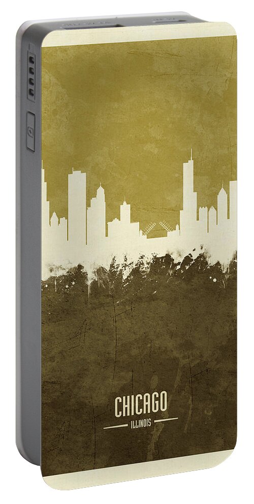 Chicago Portable Battery Charger featuring the digital art Chicago Illinois Skyline #30 by Michael Tompsett