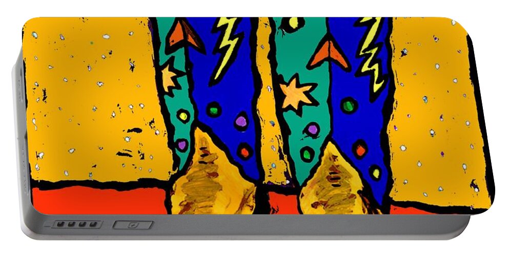 Portable Battery Charger featuring the painting 30x36 Boots On Yellow by Dale Moses