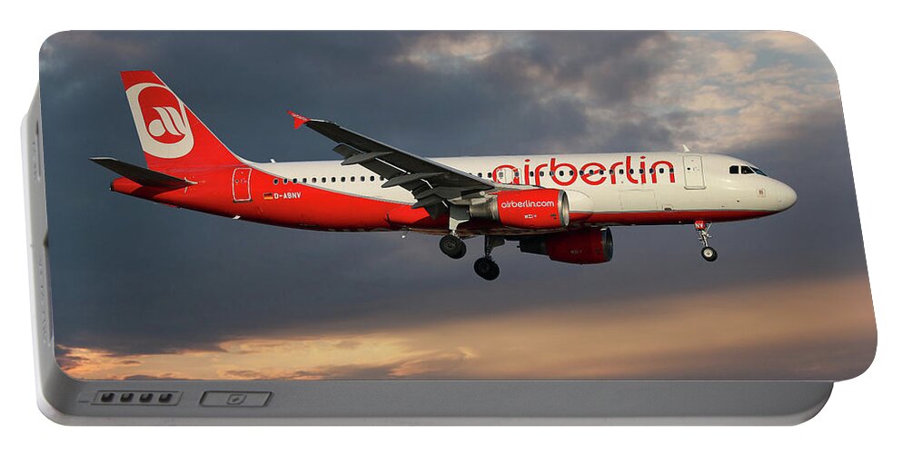 Air Berlin Portable Battery Charger featuring the photograph Air Berlin Airbus A320-214 #32 by Smart Aviation