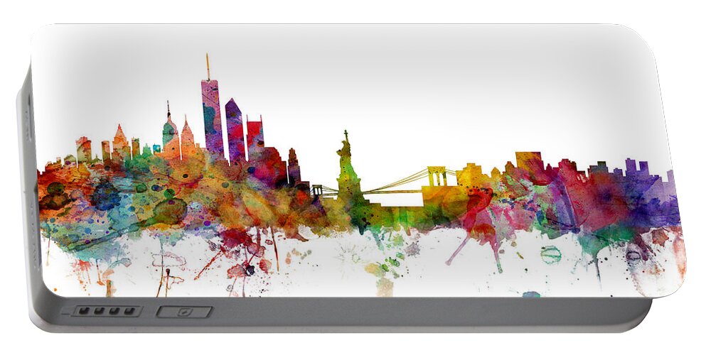 United States Portable Battery Charger featuring the digital art New York Skyline #32 by Michael Tompsett