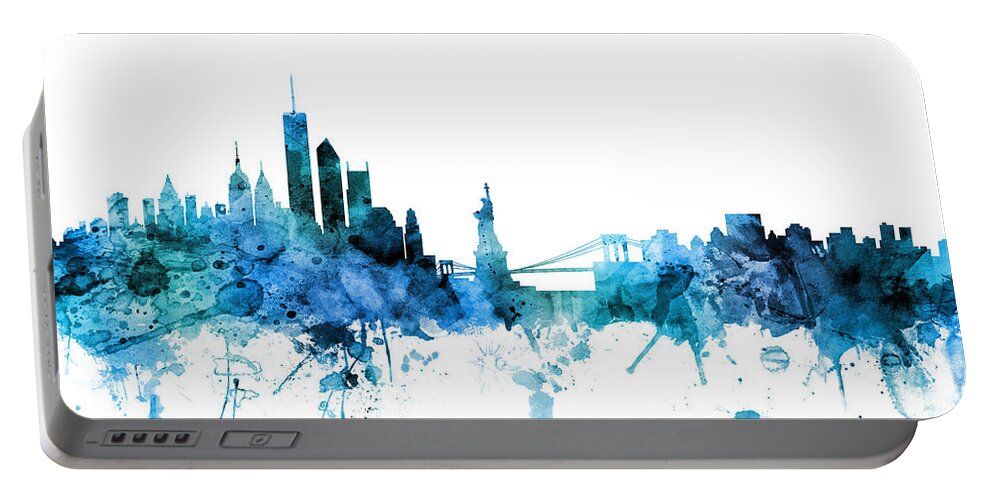 United States Portable Battery Charger featuring the digital art New York Skyline #34 by Michael Tompsett