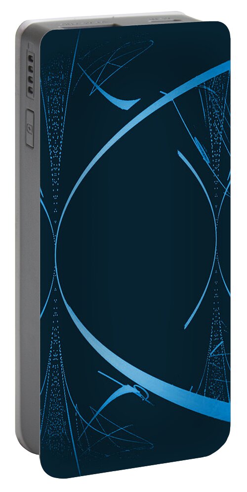 Abstract Portable Battery Charger featuring the mixed media 35 In Blue by John Krakora
