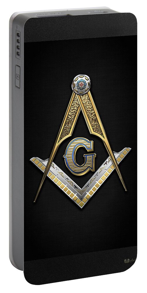 'ancient Brotherhoods' Collection By Serge Averbukh Portable Battery Charger featuring the digital art 3rd Degree Mason - Master Mason Jewel on Black Canvas by Serge Averbukh