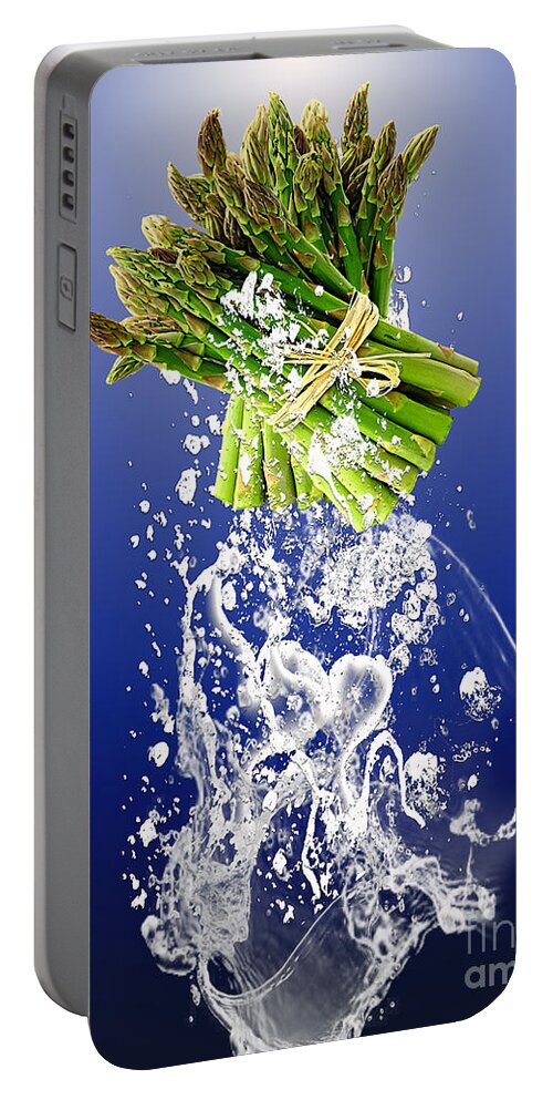 Asparagus Art Mixed Media Portable Battery Charger featuring the mixed media Asparagus Splash #4 by Marvin Blaine