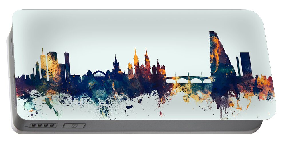 Basel Portable Battery Charger featuring the digital art Basel Switzerland Skyline by Michael Tompsett