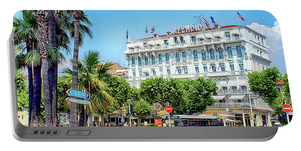 Hotel Splendid Portable Battery Charger featuring the photograph Cannes South of France. #4 by Chris Smith
