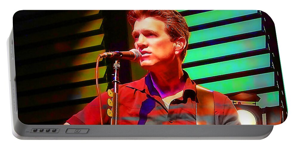 Musician Photographs Portable Battery Charger featuring the mixed media Chris Isaak #4 by Marvin Blaine