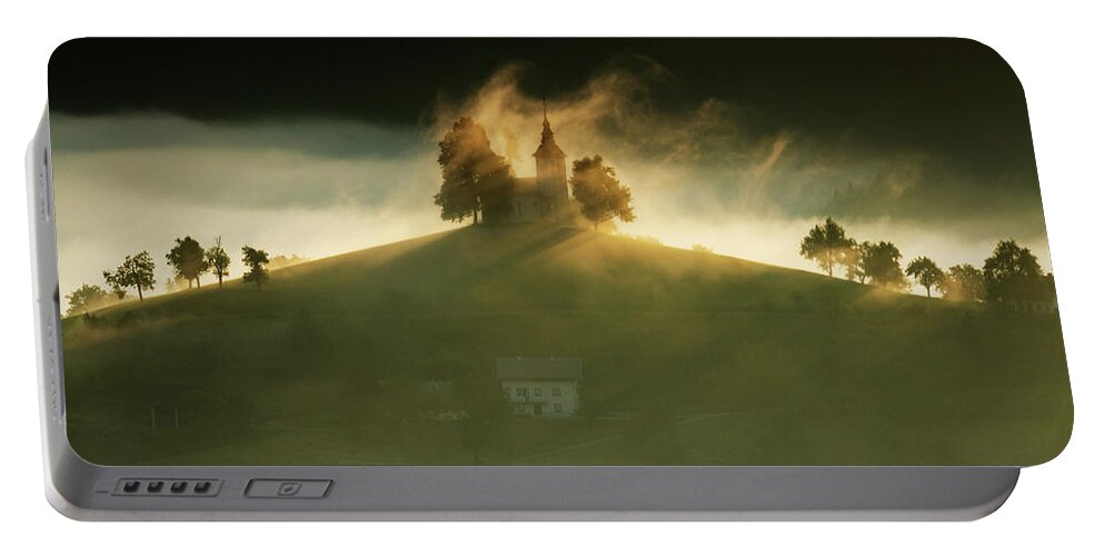 Sveti Portable Battery Charger featuring the photograph Church of Saint Thomas at sunrise by Ian Middleton