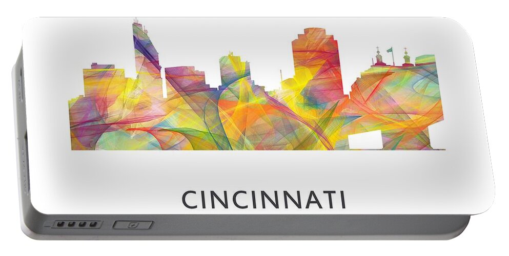 Cincinnati Ohio Skyline Portable Battery Charger featuring the digital art Cincinnati Ohio Skyline #4 by Marlene Watson