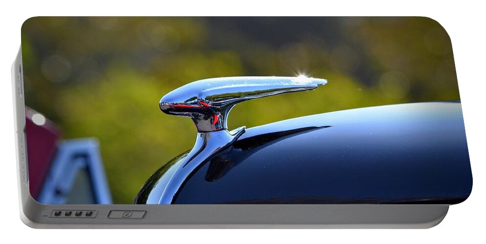 Chrome Portable Battery Charger featuring the photograph Classic Hood Ornament #4 by Dean Ferreira