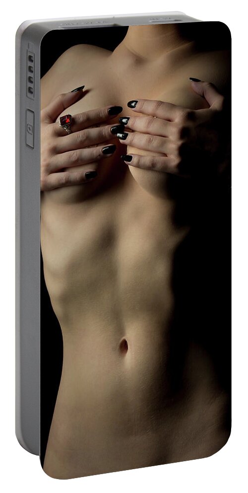 Implied Nude Portable Battery Charger featuring the photograph Elvira tribute #4 by La Bella Vita Boudoir