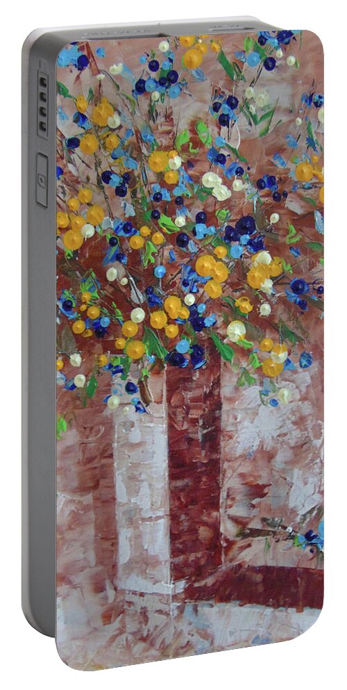 Frederic Payet Portable Battery Charger featuring the painting Floral #5 by Frederic Payet
