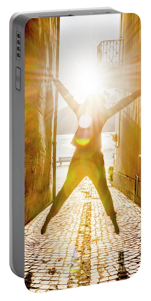 Woman Portable Battery Charger featuring the photograph Happy Woman #4 by Mats Silvan