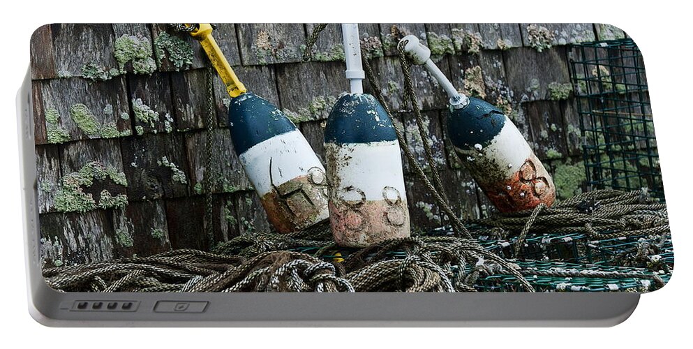 Cc2011 Portable Battery Charger featuring the photograph Lobster Buoys #4 by John Greim