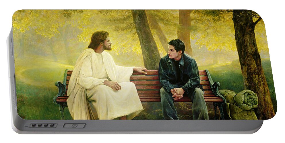Jesus Portable Battery Charger featuring the painting Lost and Found #4 by Greg Olsen