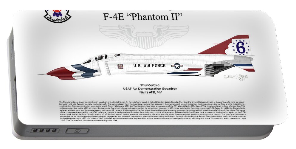 Mcdonnell Douglas Portable Battery Charger featuring the digital art McDonnell Douglas F-4E Phantom II Thunderbird #5 by Arthur Eggers