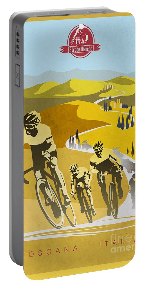 Vintage Cycling Portable Battery Charger featuring the painting Print #1 by Sassan Filsoof