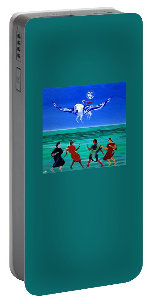 Flamingo Portable Battery Charger featuring the painting Sons of the Sun by Enrico Garff