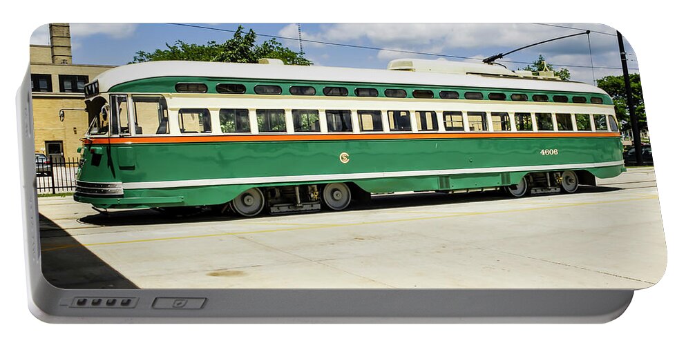Clean Portable Battery Charger featuring the photograph Trolly car in Kenosha WI #4 by Chris Smith