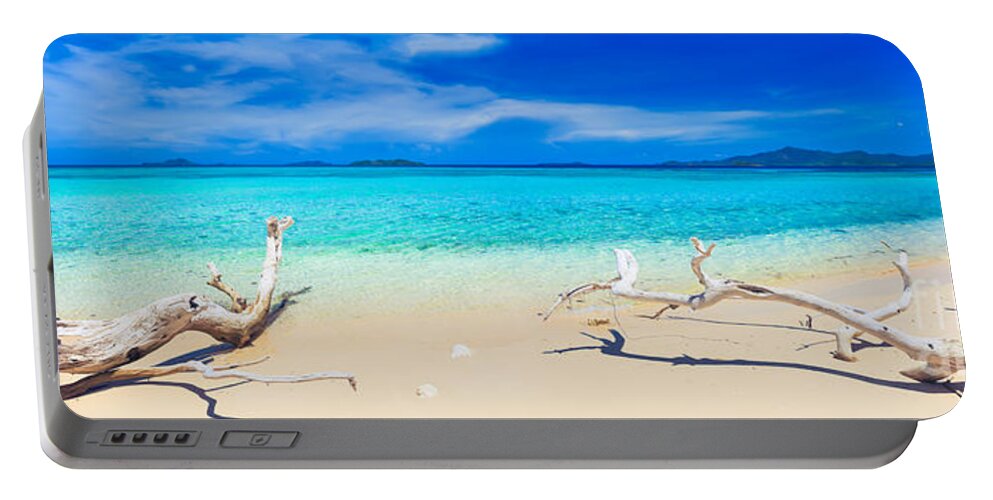 Sea Portable Battery Charger featuring the photograph Tropical beach Malcapuya #4 by MotHaiBaPhoto Prints