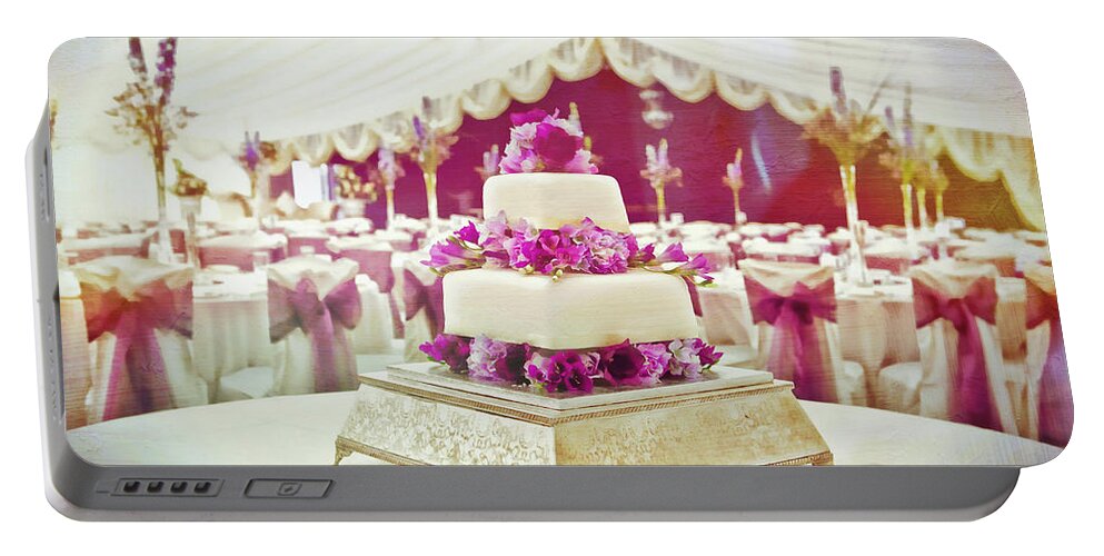 Birthday Portable Battery Charger featuring the photograph Wedding cake #4 by Tom Gowanlock