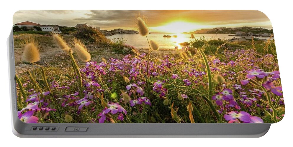 Sunset Portable Battery Charger featuring the digital art Sunset #44 by Super Lovely