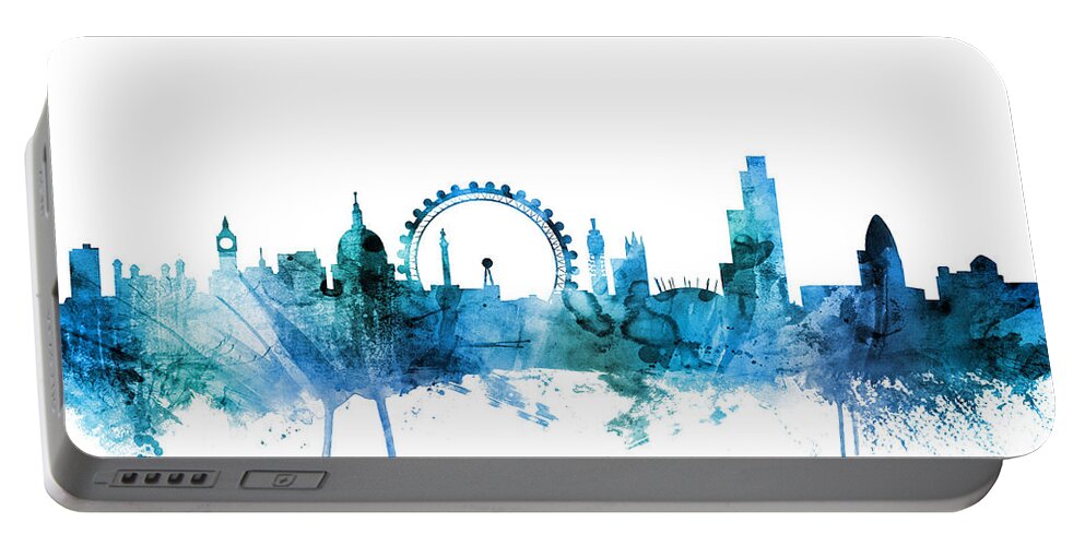 London Portable Battery Charger featuring the digital art London England Skyline #46 by Michael Tompsett