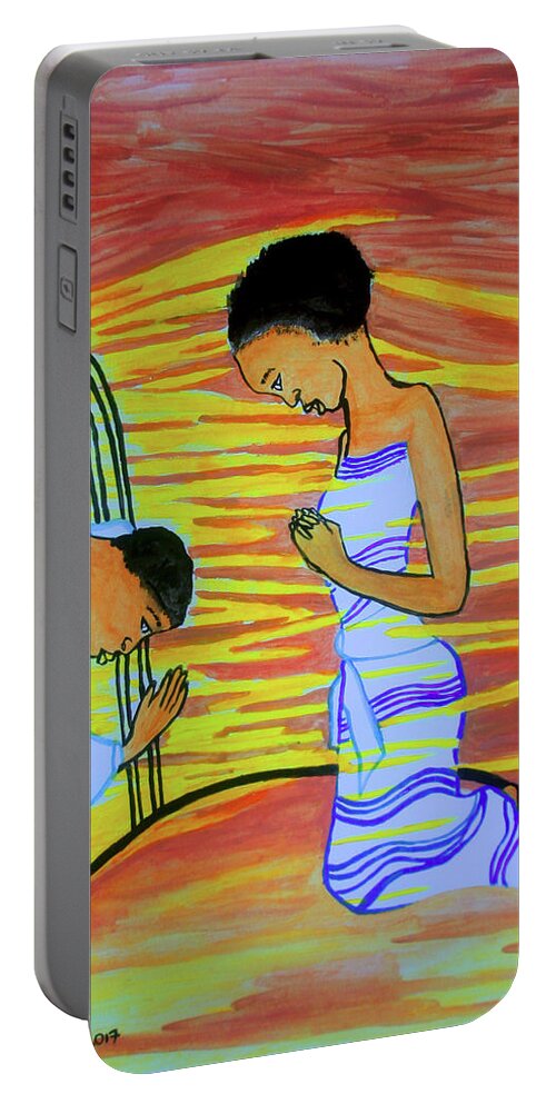 Jesus Portable Battery Charger featuring the painting The Annunciation #49 by Gloria Ssali