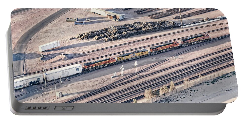 Aerial Shots Portable Battery Charger featuring the photograph Barstow Rail Yard 6 by Jim Thompson