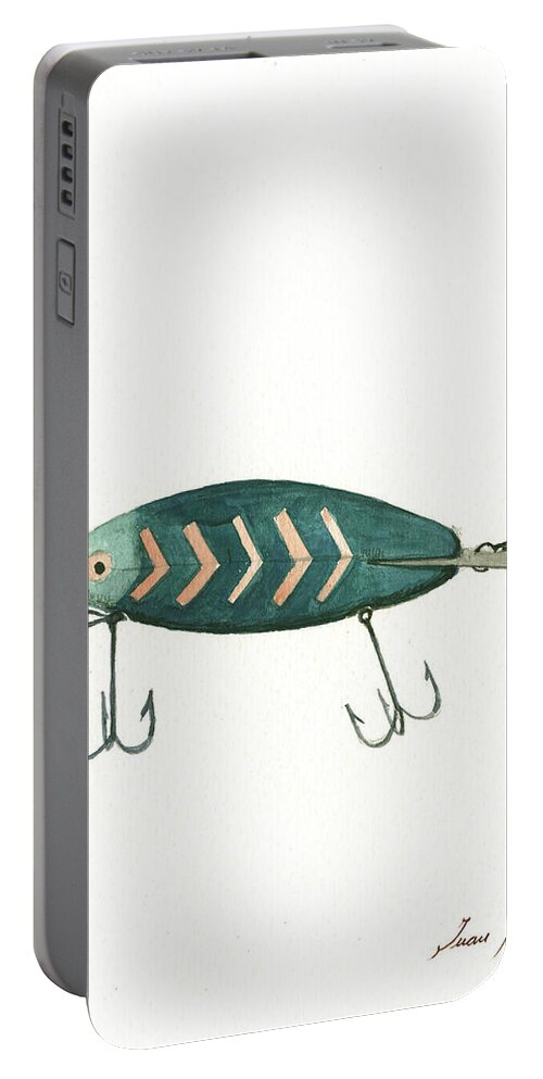 Fishing Lure Portable Battery Charger featuring the painting Fishing lure by Juan Bosco