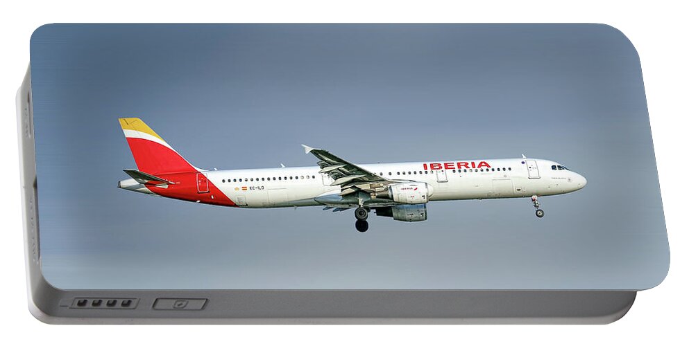 Iberia Portable Battery Charger featuring the mixed media Iberia Airbus A321-212 #5 by Smart Aviation