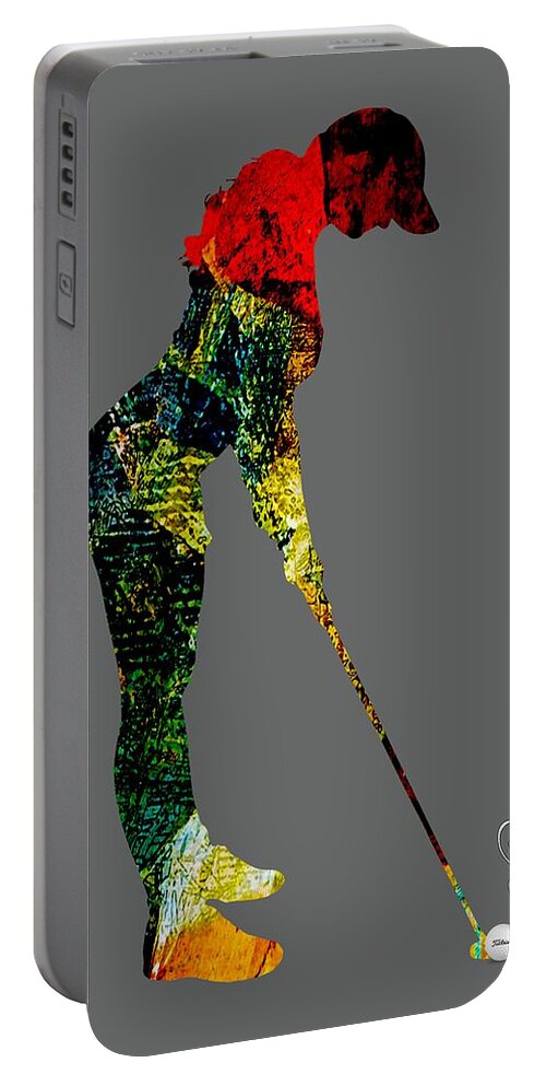 Golf Portable Battery Charger featuring the mixed media Womens Golf Collection #5 by Marvin Blaine