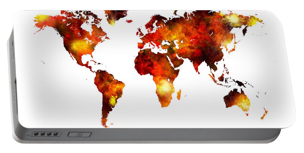 Map Of The World Portable Battery Charger featuring the digital art World Map Watercolor by Michael Tompsett
