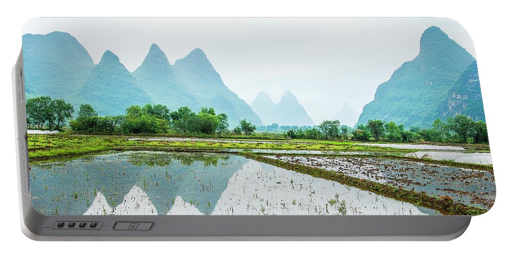 The Beautiful Karst Rural Scenery In Spring Portable Battery Charger featuring the photograph Karst rural scenery in spring #53 by Carl Ning