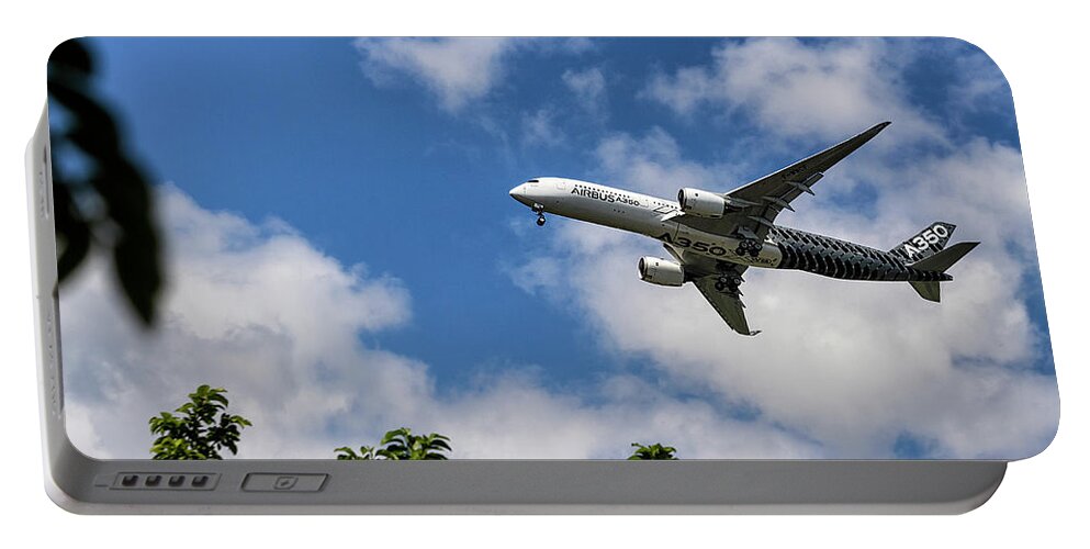 Transportation Portable Battery Charger featuring the photograph Airbus A350 by Shirley Mitchell