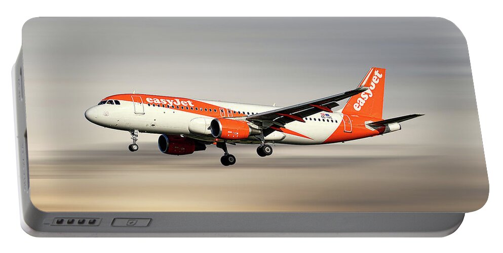 Easyjet Portable Battery Charger featuring the mixed media EasyJet Airbus A320-214 #6 by Smart Aviation