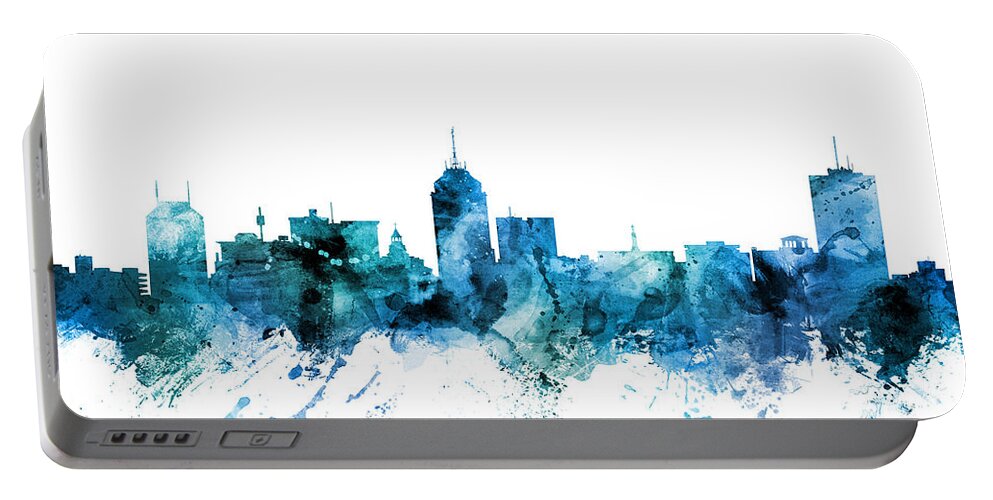 Grand Rapids Portable Battery Charger featuring the digital art Grand Rapids Michigan Skyline by Michael Tompsett