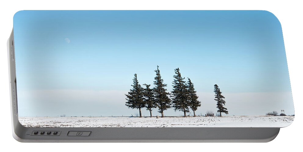 Pines Portable Battery Charger featuring the photograph 6 Pines And The Moon by Troy Stapek