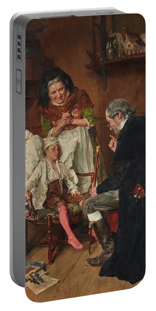 François-adolphe Grison 1845-1914 The Doctor Portable Battery Charger featuring the painting The Doctor by MotionAge Designs