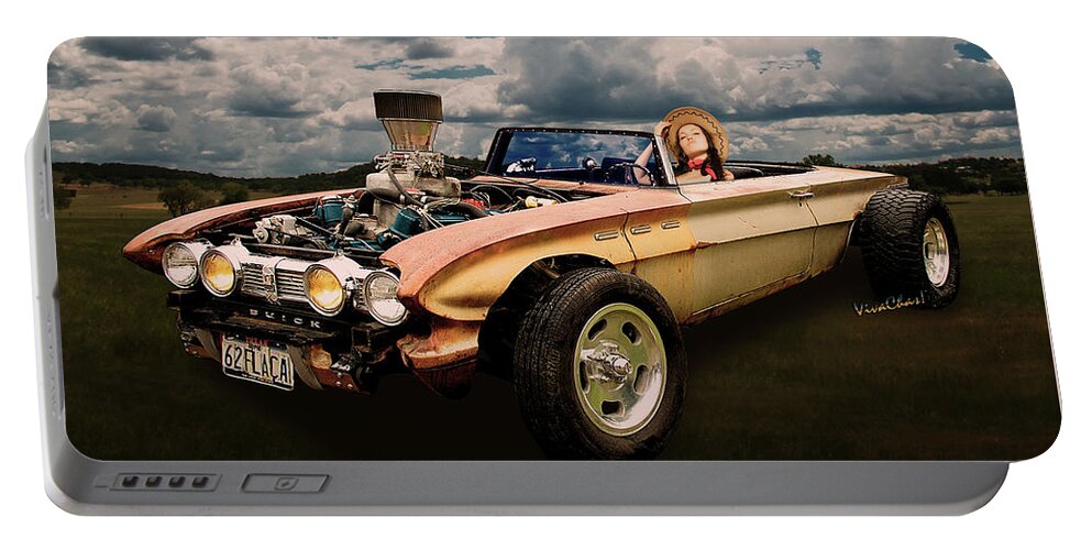 1962 Portable Battery Charger featuring the photograph 62 Buick Rat Rod Roadster Flaca by Chas Sinklier