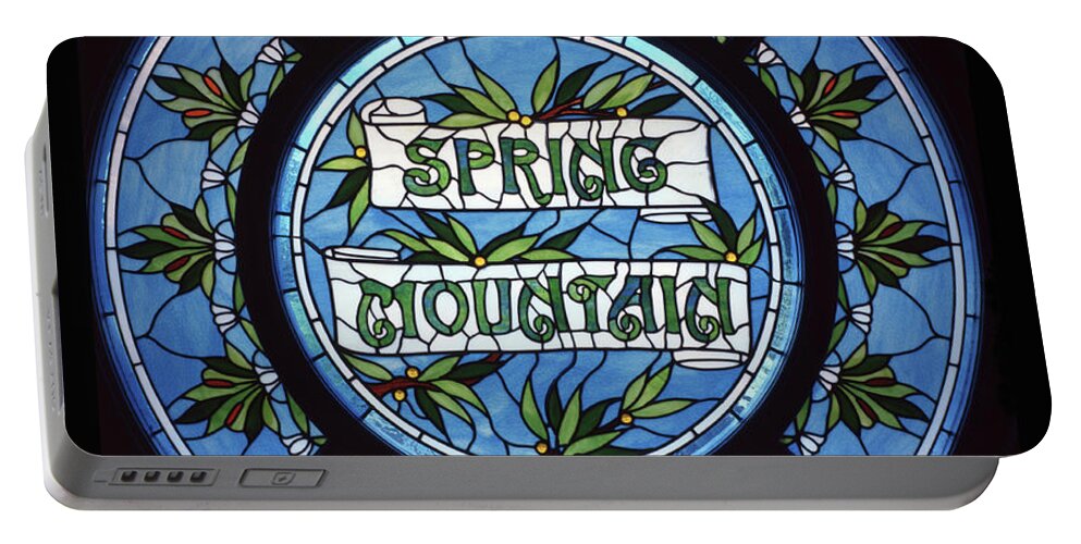 Spring Mountain Vineyard Portable Battery Charger featuring the photograph 6B6318 Spring Mountain Vinyards Stained Glass Window by Ed Cooper Photography