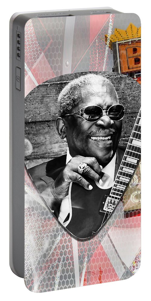 Bb King Portable Battery Charger featuring the mixed media BB King Art #6 by Marvin Blaine