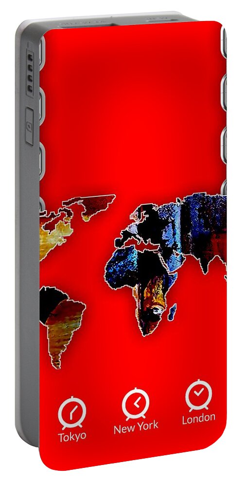 World Map Portable Battery Charger featuring the mixed media World Map Collection #7 by Marvin Blaine