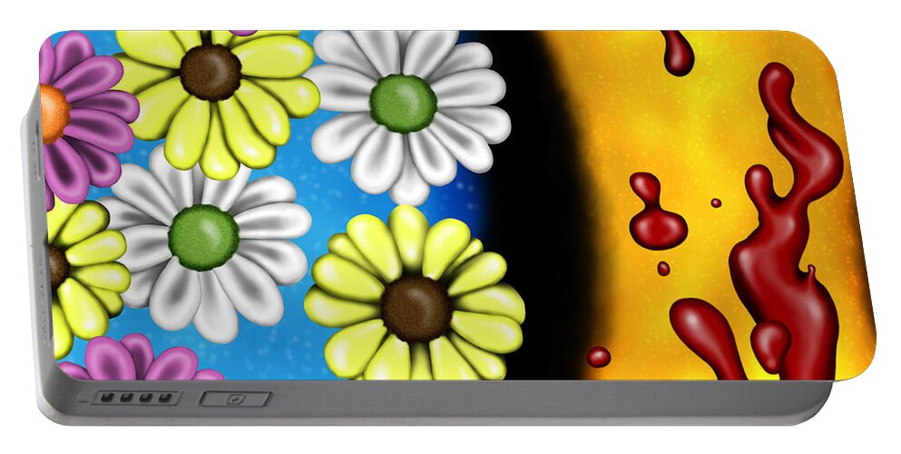 Wallpaper Portable Battery Charger featuring the digital art 70s Background by Robert Morin