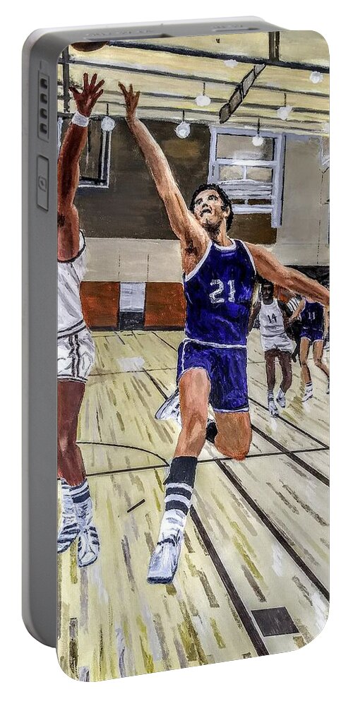Semi-pro Portable Battery Charger featuring the painting 70's Layup by Kevin Daly