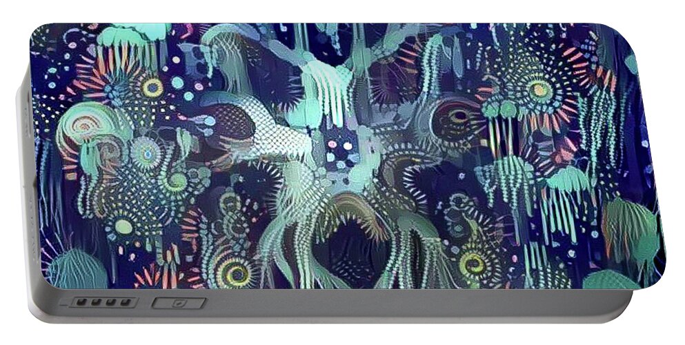 Aqua Portable Battery Charger featuring the digital art Beautiful undersea coral #8 by Amy Cicconi