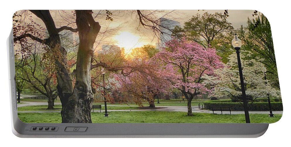 Sunrise Portable Battery Charger featuring the photograph Boston Public Garden at Dawn #8 by Scott Hufford