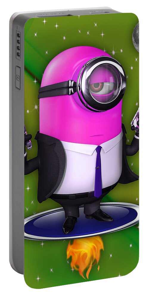Minion Portable Battery Charger featuring the mixed media Minions Collection #8 by Marvin Blaine