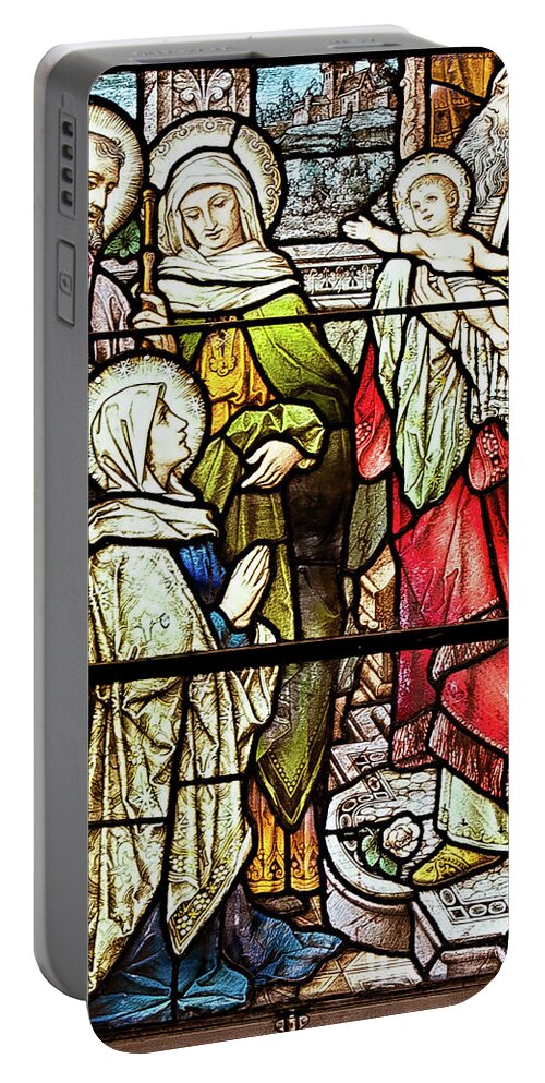Hdr Portable Battery Charger featuring the digital art Saint Anne's Windows #8 by Jim Proctor